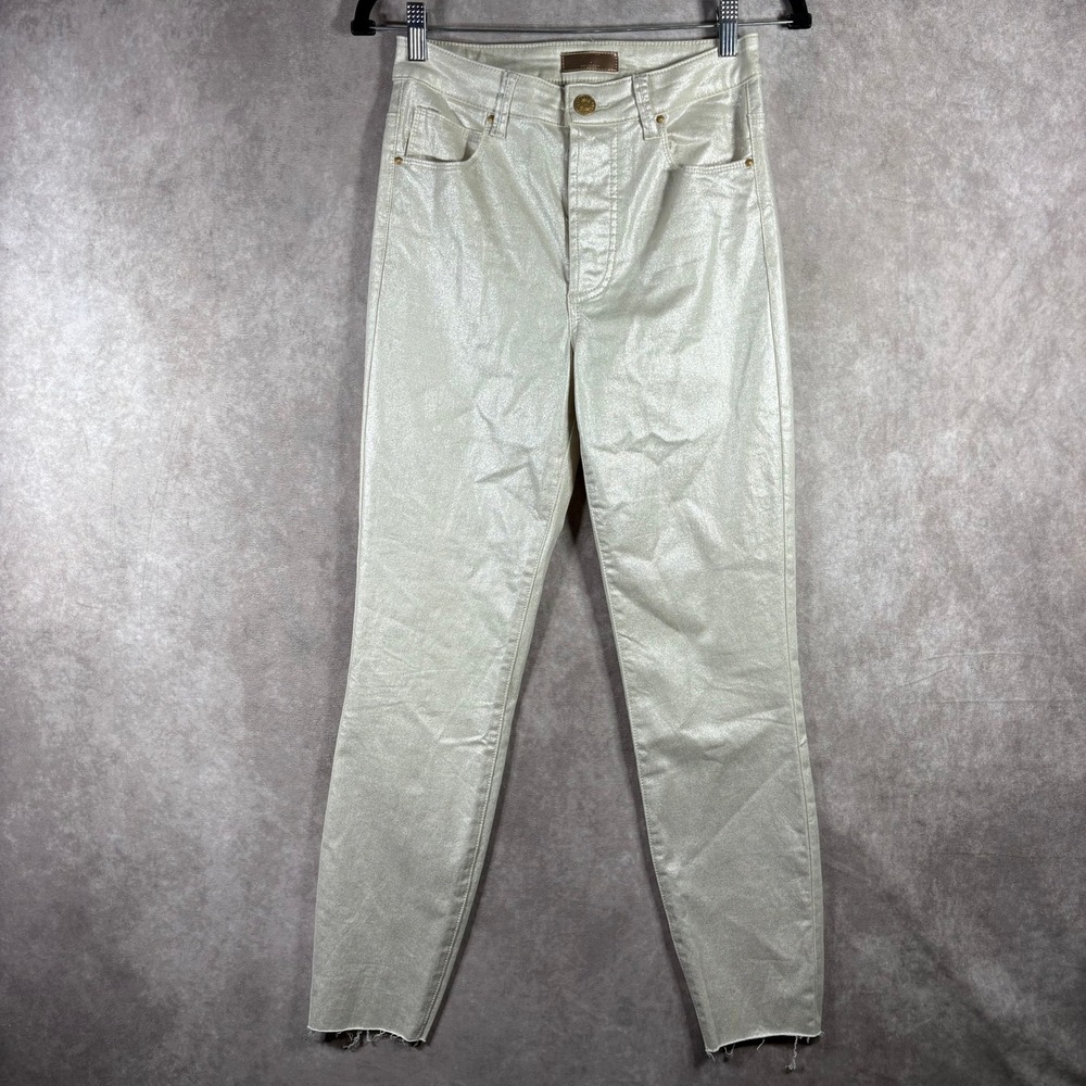 KUT from the Kloth Pants Womens Size‎ 2 Silver Charlize Cigarette Leg Shimmer